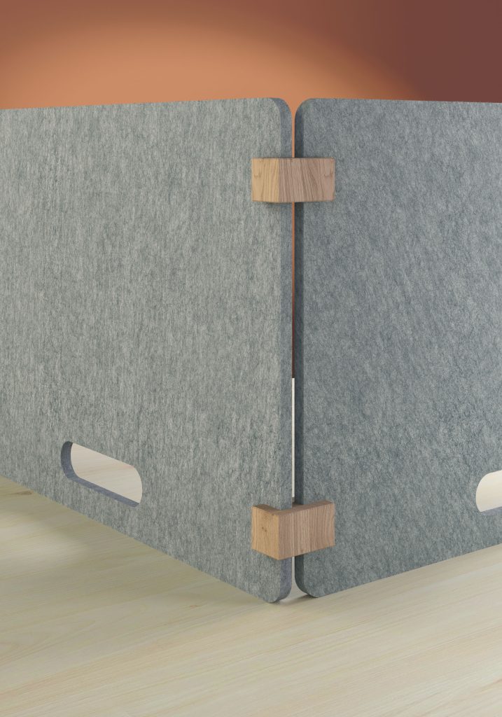 PET felt acoustic screen seen from the back.